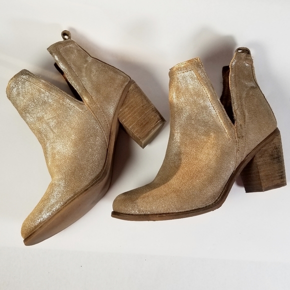 Diba Shoes - Diba True "Later On" Metallic Gold Suede Booties